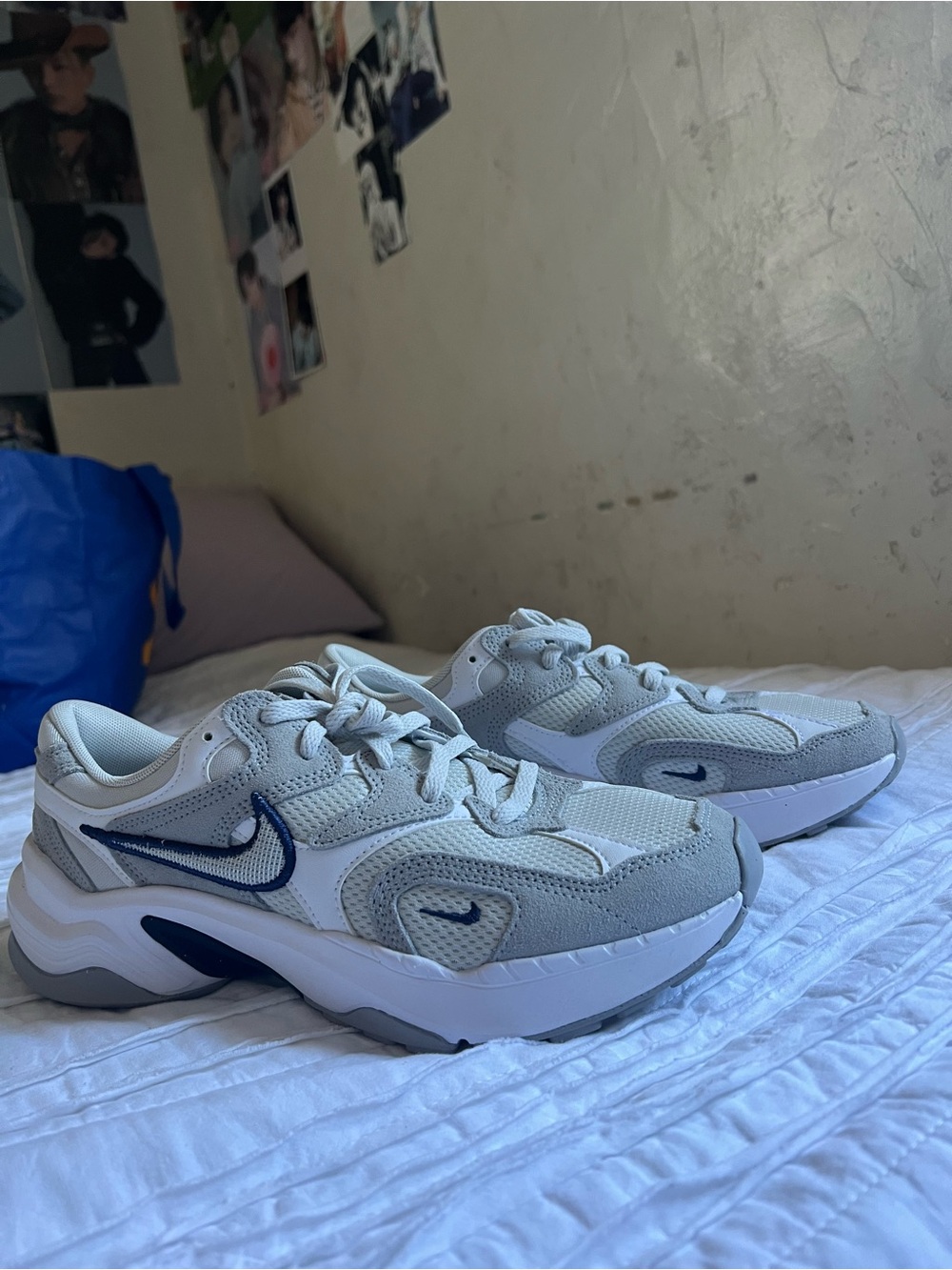 Nike women White & Gray Sneakers with Navy Swoosh